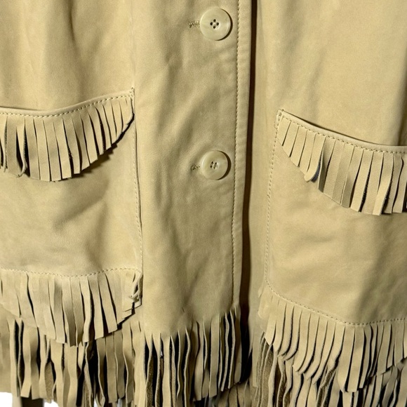NWT $999 MSRP Joe's Jeans 100% Genuine Tan Leather Fringe Belted Jacket, Size M - Picture 6 of 15